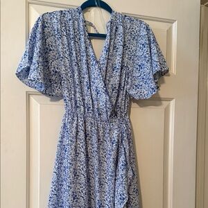 Chic Blue Floral Midi Dress